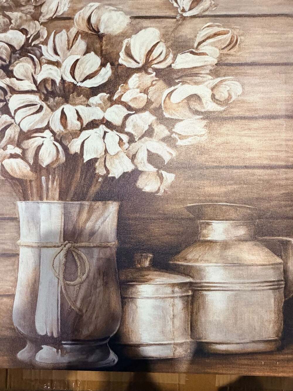 Monochromatic Still Life Flowers W/ Vessels Canvas Print